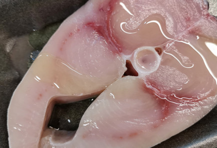 Фото шага рецепта Стейк из рыбымеча с лукомпореем тушенным в вине 151586 шаг 3  