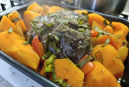 Фото шага рецепта Свиная шея с тыквой в духовке 191087 шаг 17  