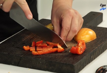 Фото шага рецепта Свиной язык с соусом из тофу сезонными перцами и помидорами 125768 шаг 1  