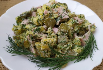 Фото шага рецепта Сытный картофельный салат с грудинкой 188991 шаг 10  