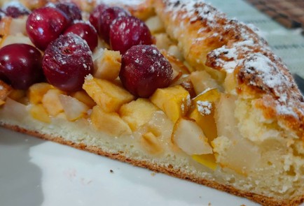 Фото шага рецепта Творожная галета с грушей и вишней 189840 шаг 21  