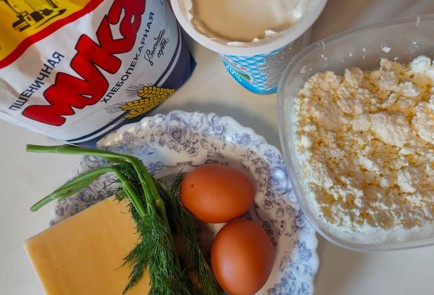 Фото шага рецепта Творожная лепешка с сыром и зеленью 188923 шаг 1  