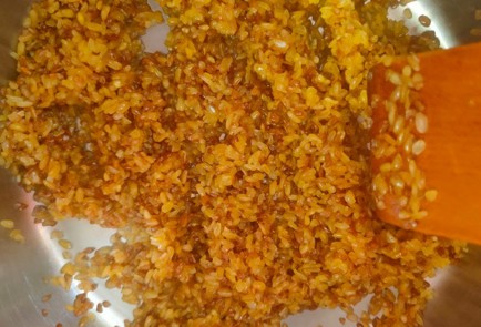 Фото шага рецепта Тыква с беконом пореем и рисом  шаг 15 