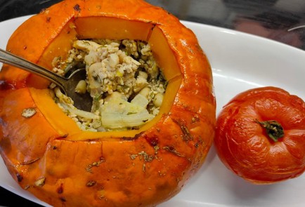 Фото шага рецепта Тыква запеченная с фаршем фасолью и пекинской капустой 175886 шаг 17  