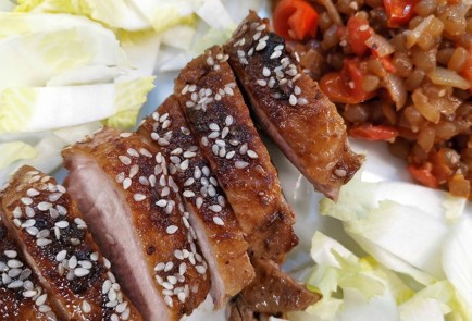 Фото шага рецепта Утиная грудка с рисом ширатаки 152294 шаг 9  