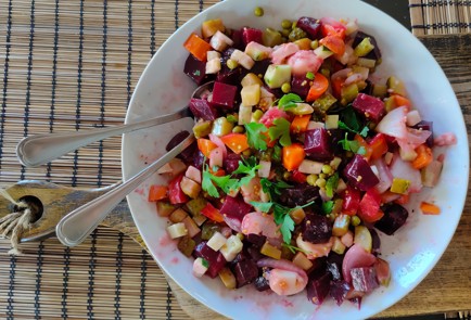 Фото шага рецепта Винегрет из печеных овощей с горчичной заправкой 174253 шаг 17  