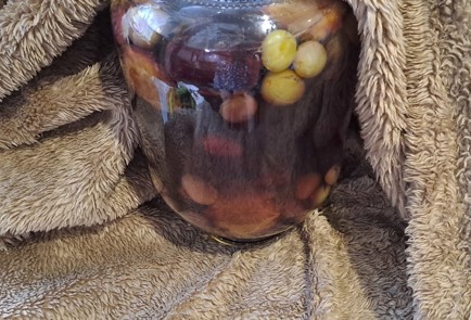 Фото шага рецепта Виноградный компот на зиму со сливами и гвоздикой 187100 шаг 11