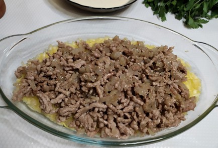 Фото шага рецепта Запеканка из кабачков с фаршем и моцареллой 188290 шаг 8  