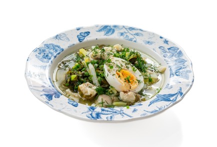 Фото шага рецепта Зеленые щи с хеком 186380 шаг 12  