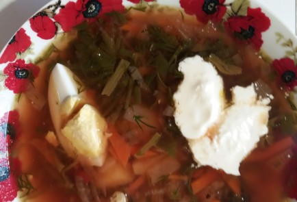 Фото шага рецепта Зеленый борщ со стрелками чеснока 139193 шаг 6  