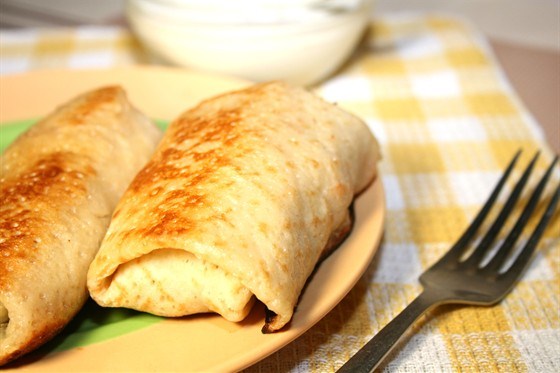 Фото рецепт Блинчики с творожной начинкой