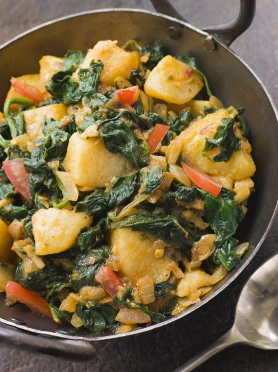 Фото рецепт Шпинат с картофелем