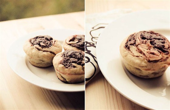 Фото рецепт Домашние маффины с бананом и нутеллой (Starbucks has a rest)