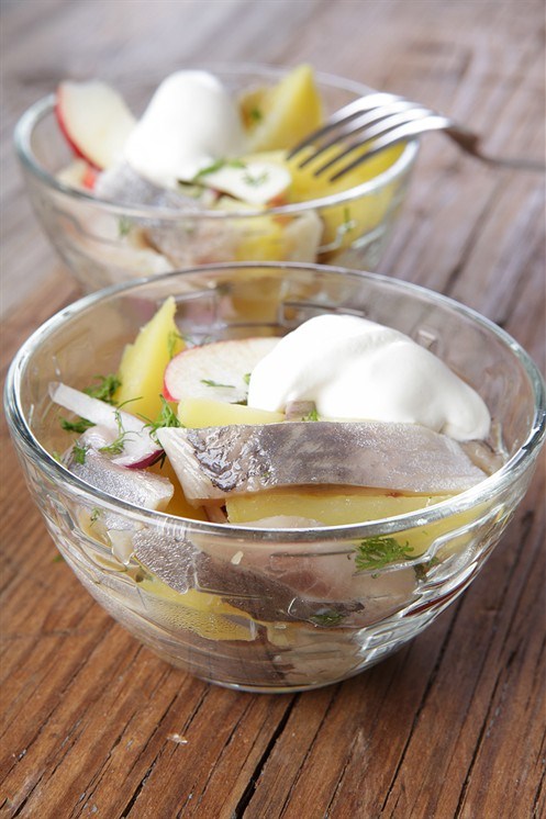 Фото рецепт Картофельный салат с сельдью