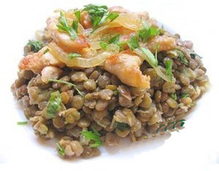 Фото рецепт Чечевица с куриным филе