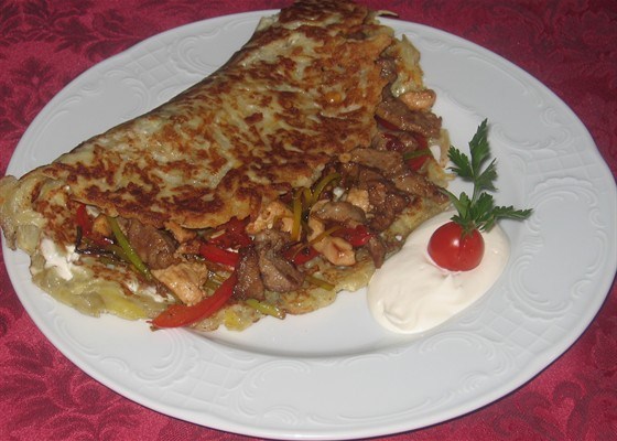 Фото рецепт Картофельная лепешка с мясом и овощами