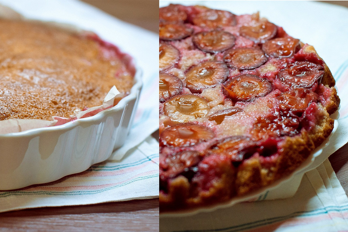 Фото рецепт Перевернутый сливовый пирог