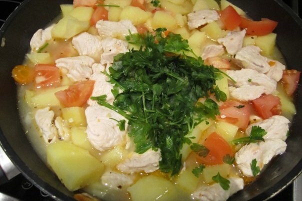 Фото рецепт Тушеная индейка с овощами