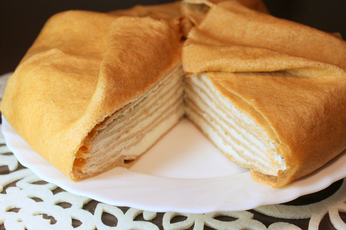 Фото рецепт Блинный торт с сырным кремом