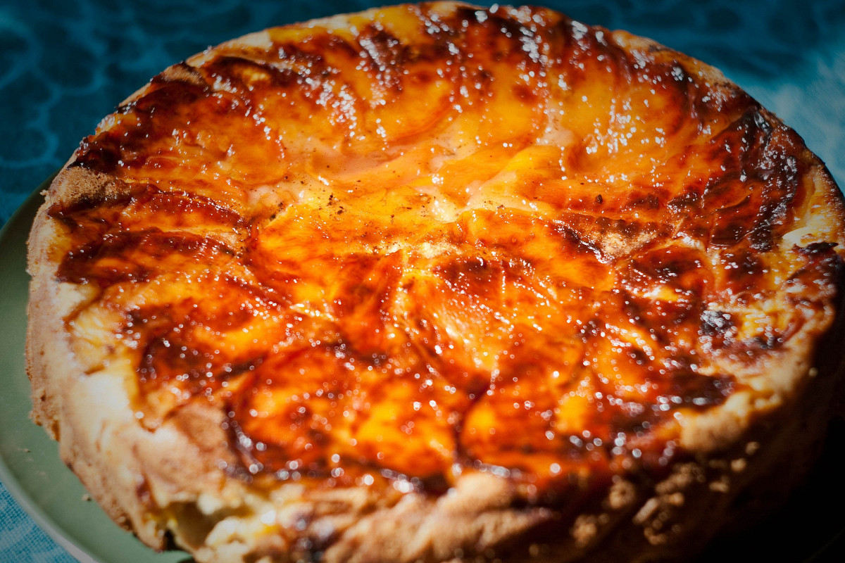 Фото рецепт Пирог-перевертыш с персиками