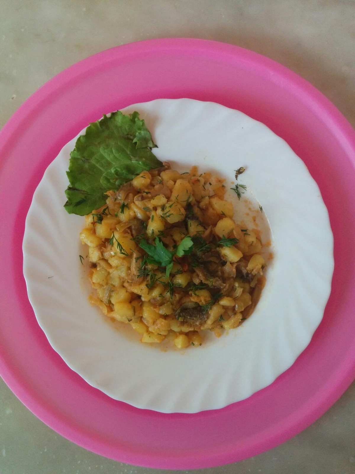 Фото рецепт Картофель, тушенный со свежими грибами