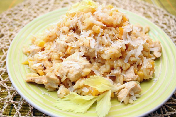 Фото рецепт Ризотто с курицей и соевым соусом