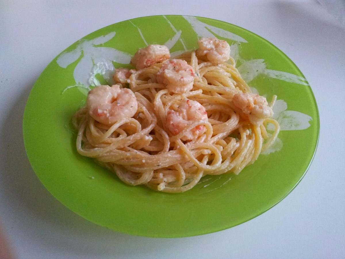 Фото рецепт Соус для спагетти с креветками