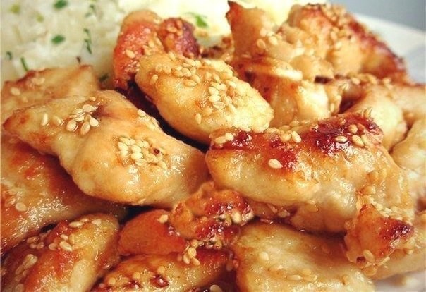 Фото рецепт Куриные грудки с медом и кунжутом