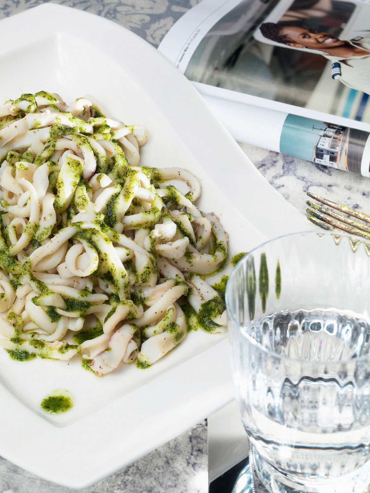 Фото рецепт Лапша из кальмара