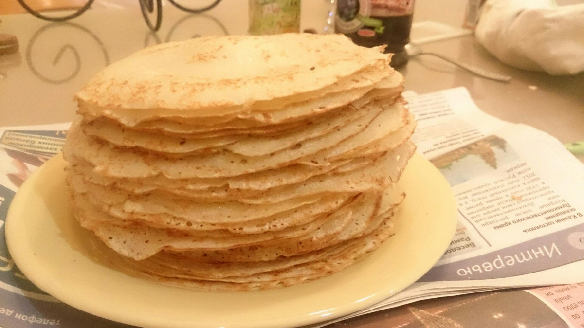 Фото рецепт Тонкие блинчики на кефире