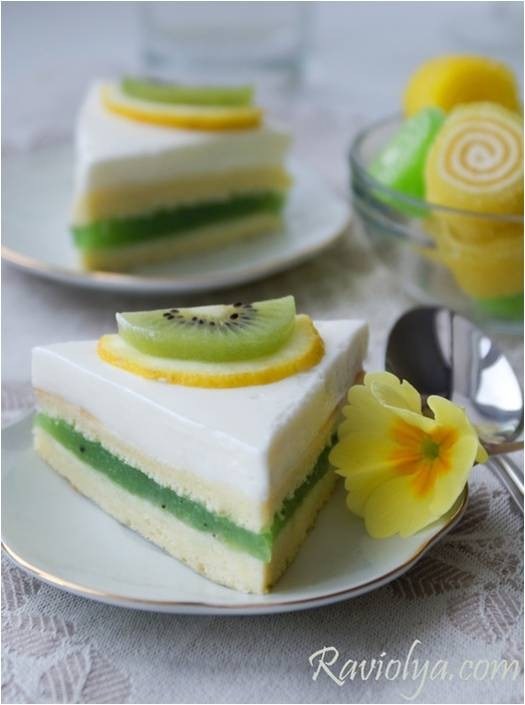 Фото рецепт Пирожные с желе из киви