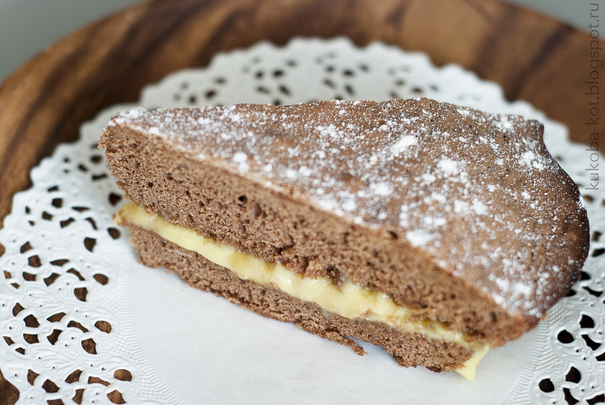 Фото рецепт Шоколадный пирог с банановым кремом