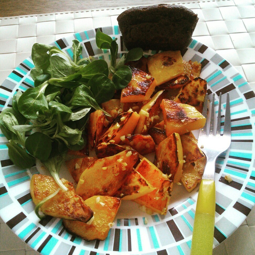 Фото рецепт Жареная тыква с чесноком