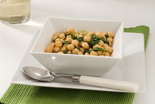 Фото рецепт Нут со шпинатом и лимоном