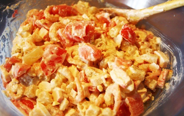 Фото рецепт Салат с морепродуктами и овощами