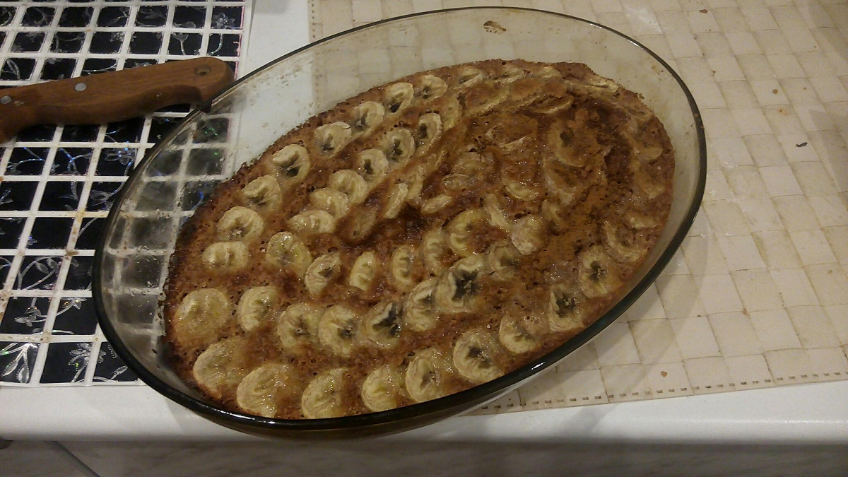 Фото рецепт Банановый пирог с корицей