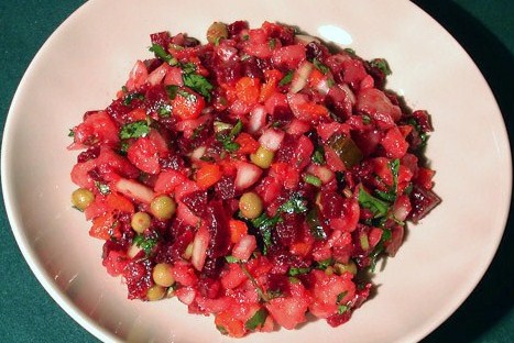 Фото рецепт Ленивый винегрет с репчатым луком