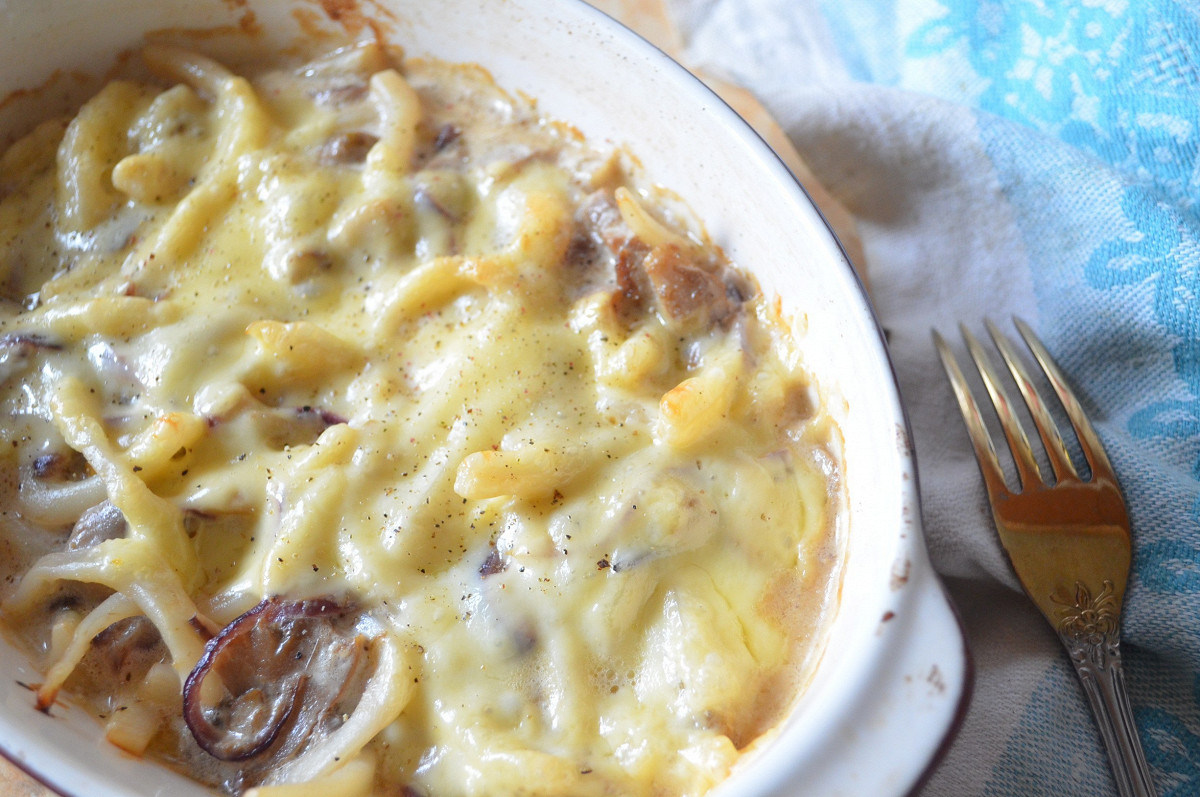 Фото рецепт Запеченые кальмары с грибами