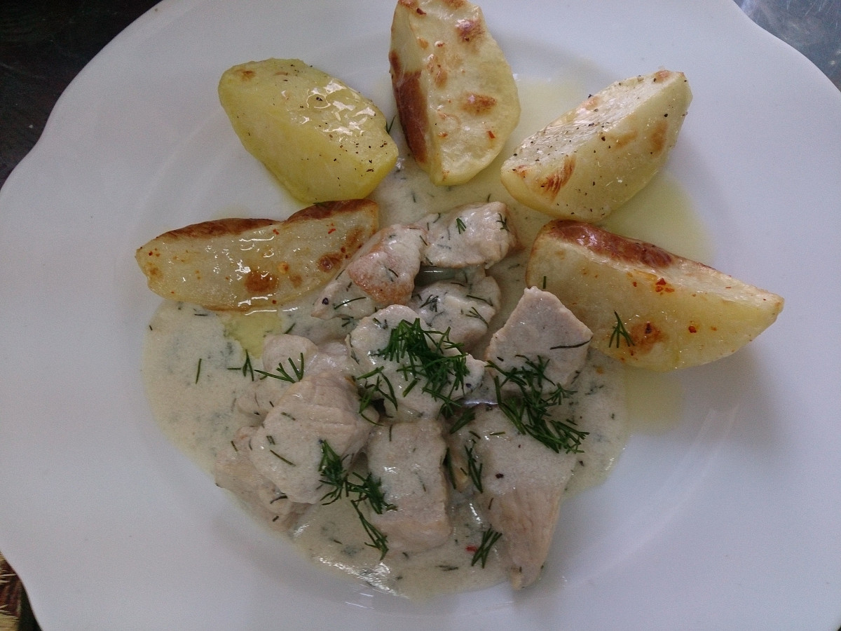 Фото рецепт Курица кусочками в сливочном соусе