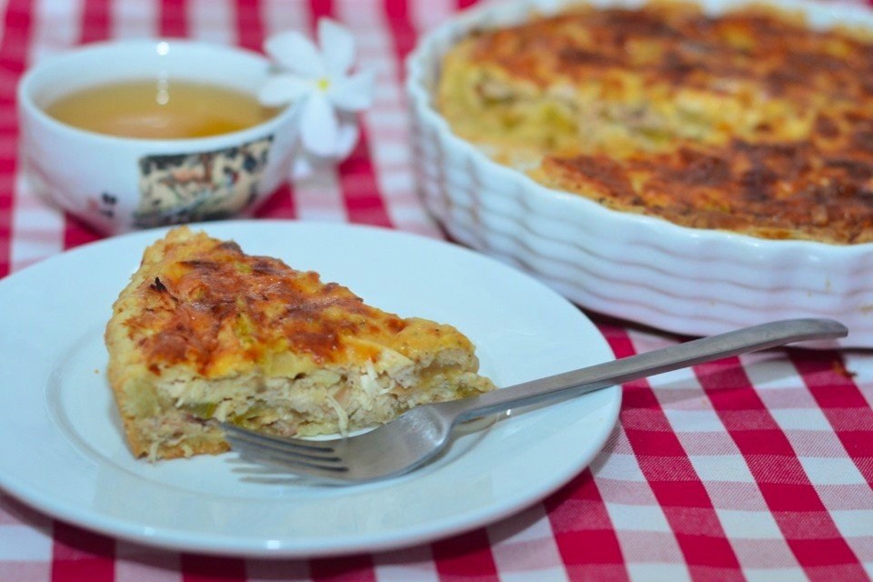 Фото рецепт Киш с курицей и цукини