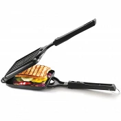 Кухонное приспособление для приготовления горячих бутербродов и сэндвичей. Сэндвичницы-бутербродницы бывают электрические и газовые. Этот прибор помогает быстро приготовить завтрак или перекус без особых усилий: нужно положить хлеб и начинку в сэндвичницу, закрыть на 3 минуты и горячий бутерброд готов. Газовые бутербродницы предназначены для приготовления закрытых горячих бутербродов на газовой плите. Принцип такой же, только нужно положить прибор на плиту, подержать минуту, перевернуть и еще подержать, чтобы горячий бутерброд пропекся с обеих сторон. Ручная бутербродница также может использоваться на даче для приготовления сэндвичей на костре (в этом случае необходимо выбрать прибор без деревянных деталей).