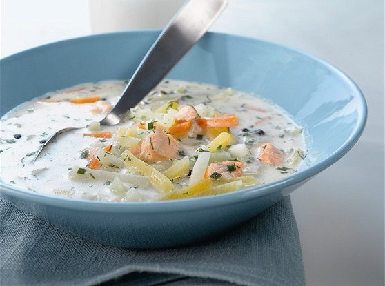 Фото рецепт Уха по‑фински «Сливочное озеро»