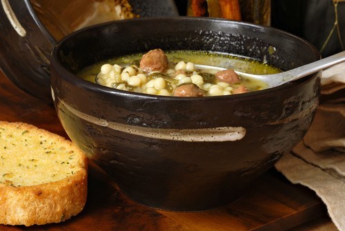 Фото рецепт Суп из шпината с сырными фрикадельками