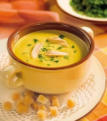 Фото рецепт Овощной суп-пюре на курином бульоне