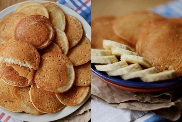Фото рецепт Тонкие банановые панкейки с корицей без масла